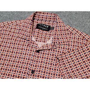 Topman Shirt Men's M Stretch Skinny Fit Kewl Weave All Over Design Cotton Blend